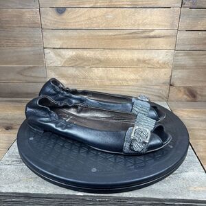 AGL Womens Size 7.5 EAttilo Giusti Leombruni Peep Toe Leather Ballet Flats 37.5